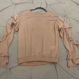 Express Blush Sweatshirt with Ruffled Sleeves